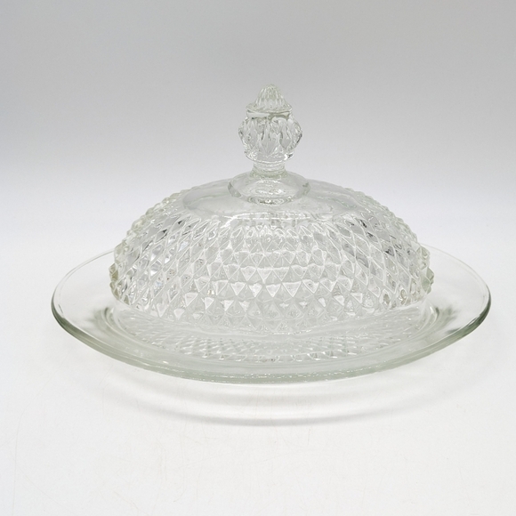 Vintage Indiana Glass diamond point butter dish - Picture 4 of 9